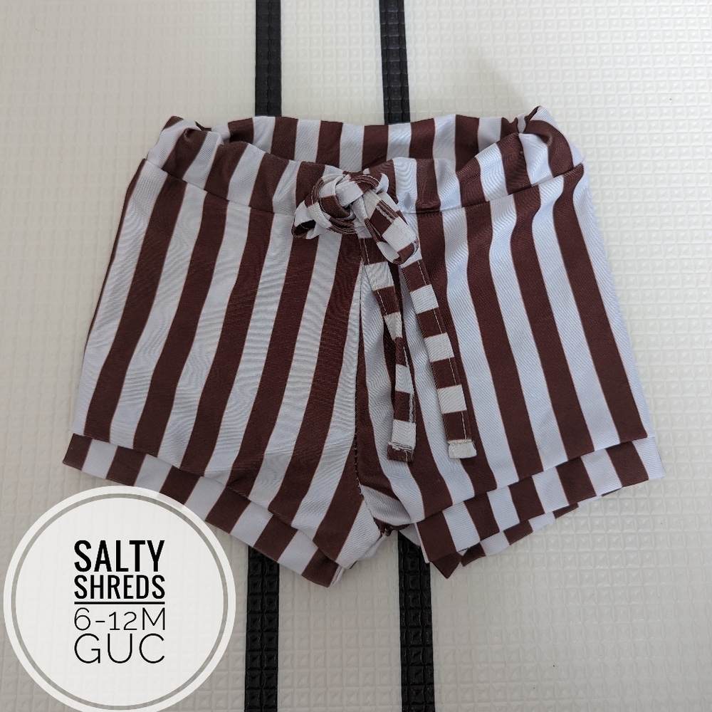 ❤️2/$20❤️ Salty Shreds Striped Swim shorts size 6-12m
